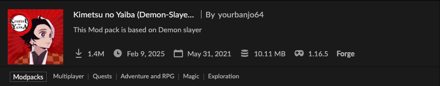 Demon Slayer modpack preview